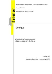 Lexique d écologie, d environnement et d aménagement ...