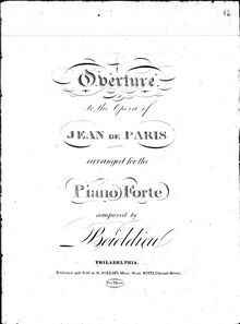 Partition complète, Jean de Paris, Opéra comique en deux actes, Boieldieu, François Adrien par François Adrien Boieldieu