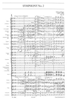 Partition Complete Orchestral Score, Symphony No.2, Op.63, E♭, Elgar, Edward