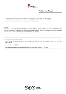 The late classical/early hellenistic drachms of Knidos - article ; n°154 ; vol.6, pg 63-94