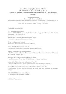 Full programme in PDF here. - L Anatolie des peuples, cités et ...