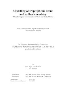 Modelling of tropospheric ozone and radical chemistry [Elektronische Ressource] = Modellierung der troposphärischen Ozon- und Radikalchemie / von Jörn Burkert