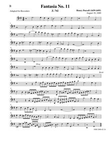 Partition basse enregistrement , Fantazias et en Nomines, Purcell, Henry par Henry Purcell