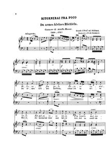 Partition complète, Ritornerai fra poco, G minor, Hasse, Johann Adolph