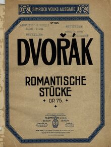 Partition couverture couleur, 4 romantique pièces, Romantické kusy, Romantische Stücke