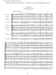 Partition complète, orgue Concerto en G, HWV 298, Organ Concerto No.16