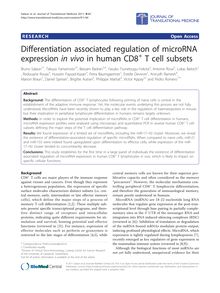 Differentiation associated regulation of microRNA expression in vivoin human CD8+T cell subsets