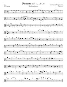 Partition ténor viole de gambe 1, alto clef, Fantasia pour 5 violes de gambe, RC 46