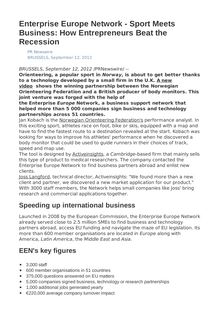Enterprise Europe Network - Sport Meets Business: How Entrepreneurs Beat the Recession