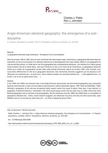 Anglo-American electoral geography: the emergence of a sub-discipline  - article ; n°3 ; vol.21, pg 443-452
