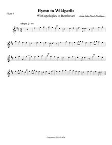 Partition flûte 4, Hymn to Wikipedia, D major, Matthews, John-Luke Mark