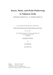 Auxin, actin and polar patterning in tobacco cells. Nicotiana tabacum L. cv. Bright Yellow 2 [Elektronische Ressource] / von Jan Maisch