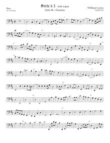 Partition viole de basse,  No.6 pour 3 violes de gambe et orgue