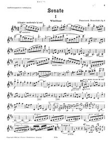 Partition de violon, violon Sonata, Op.6, D major, Brzeziński, Franciszek