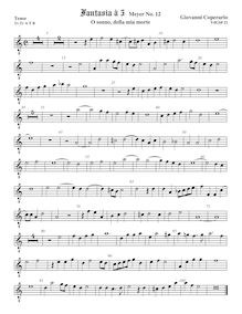 Partition ténor viole de gambe 2, octave aigu clef, Fantasia pour 5 violes de gambe, RC 44