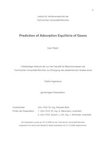 Prediction of adsorption equilibria of gases [Elektronische Ressource] / Ugur Akgün