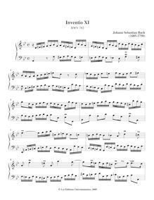 Partition No.11 en G minor, BWV 782, 15 Inventions, Bach, Johann Sebastian