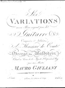 Partition complète, 6 Variations, Op.20, Giuliani, Mauro par Mauro Giuliani