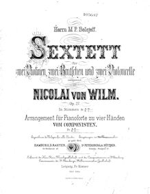 Partition violon 1, corde Sextet, Wilm, Nicolai von