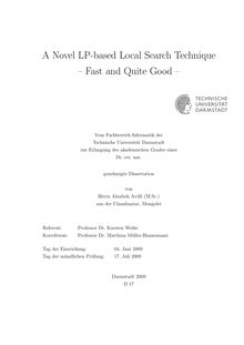 A novel LP-based local search technique [Elektronische Ressource] : fast and quite good / von Alaubek Avdil