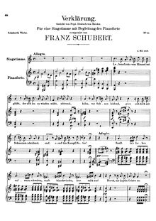 Partition complète, Verklärung, D.59, Transfiguration, Schubert, Franz