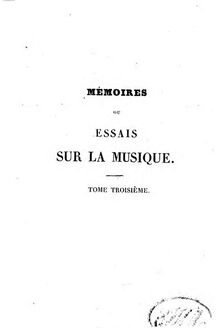 Partition Tome 3, Mémoires, ou essai sur la musique, Grétry, André Ernest Modeste