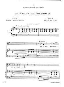Partition complète (B minor: medium voix), Le manoir de Rosemonde