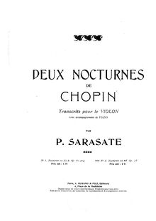 Partition violon et partition de piano, nocturnes, Chopin, Frédéric par Frédéric Chopin