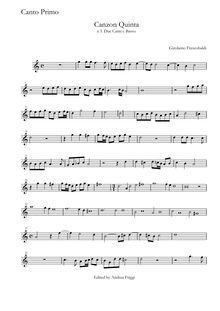 Partition Canto primo, Canzon Quinta à 3 Due Canti e Basso, Frescobaldi, Girolamo