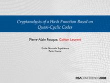 Cryptanalysis of a Hash Function Based on Quasi Cyclic Codes