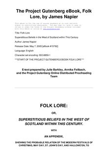 Folk Lore - Superstitious Beliefs in the West of Scotland within This Century