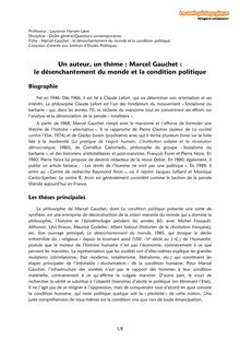 Prépa Sciences Po – Philo – Fiche – Marcel Gauchet – Le desenchantement du monde et la condition politique