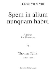 Partition chœurs 7 & 8 choirbook, original pitch, Spem en alium nunquam habui
