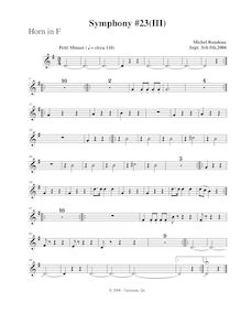 Partition cor, Symphony No.23, F major, Rondeau, Michel par Michel Rondeau