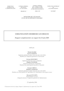 Urbanisation derrière les digues : rapport complémentaire au rapport du 10 juin 2005
