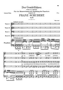 Partition complète, Der Gondelfahrer, D.809 (Op.28), The Gondolier