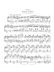 Partition complète, Piano Sonata en A minor, A minor, Schubert, Franz par Franz Schubert