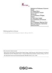 Bibliographie critique  ; n°1 ; vol.30, pg 1070-1141