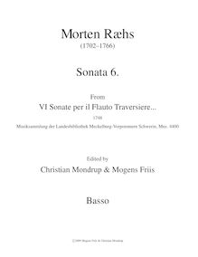 Partition Basso Continuo, VI Sonate per il Flauto Traversiere, Ræhs, Martin par Martin Ræhs
