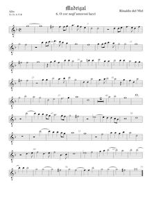 Partition ténor viole de gambe 1, octave aigu clef, madrigaux pour 5 voix par  Rinaldo del Mel par Rinaldo del Mel