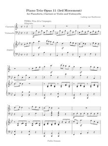 Partition , Tema con Variazioni, Piano Trio No.4, Op.11, Gassenhauer