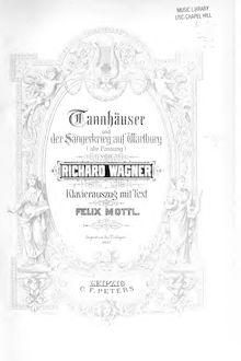 Partition complète, Tannhäuser, Tannhäuser und der Sängerkrieg auf Wartburg par Composer