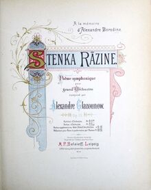 Partition couverture couleur, Stenka Razin, Op.13, Poème symphonique