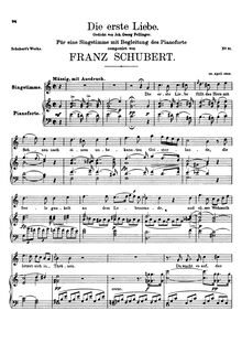 Partition complète, Die erste Liebe, D.182, First Love, Schubert, Franz