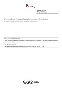 L industrie de l appareillage électronique d installation - article ; n°1 ; vol.32, pg 41-55