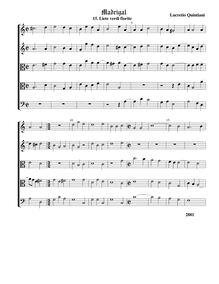 Partition , Liete verdi fiorite - partition complète (Tr Tr T T B), madrigaux pour 5 voix