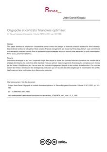 Oligopole et contrats financiers optimaux - article ; n°3 ; vol.15, pg 167-185
