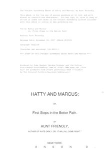 Hatty and Marcus - or, First Steps in the Better Path
