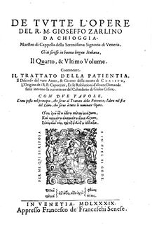 Partition Complete Book, De tutte l’opere, De tutte l’opere del r. m. G. Zarlino par Gioseffo Zarlino
