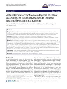Anti-inflammatory/anti-amyloidogenic effects of plasmalogens in lipopolysaccharide-induced neuroinflammation in adult mice
